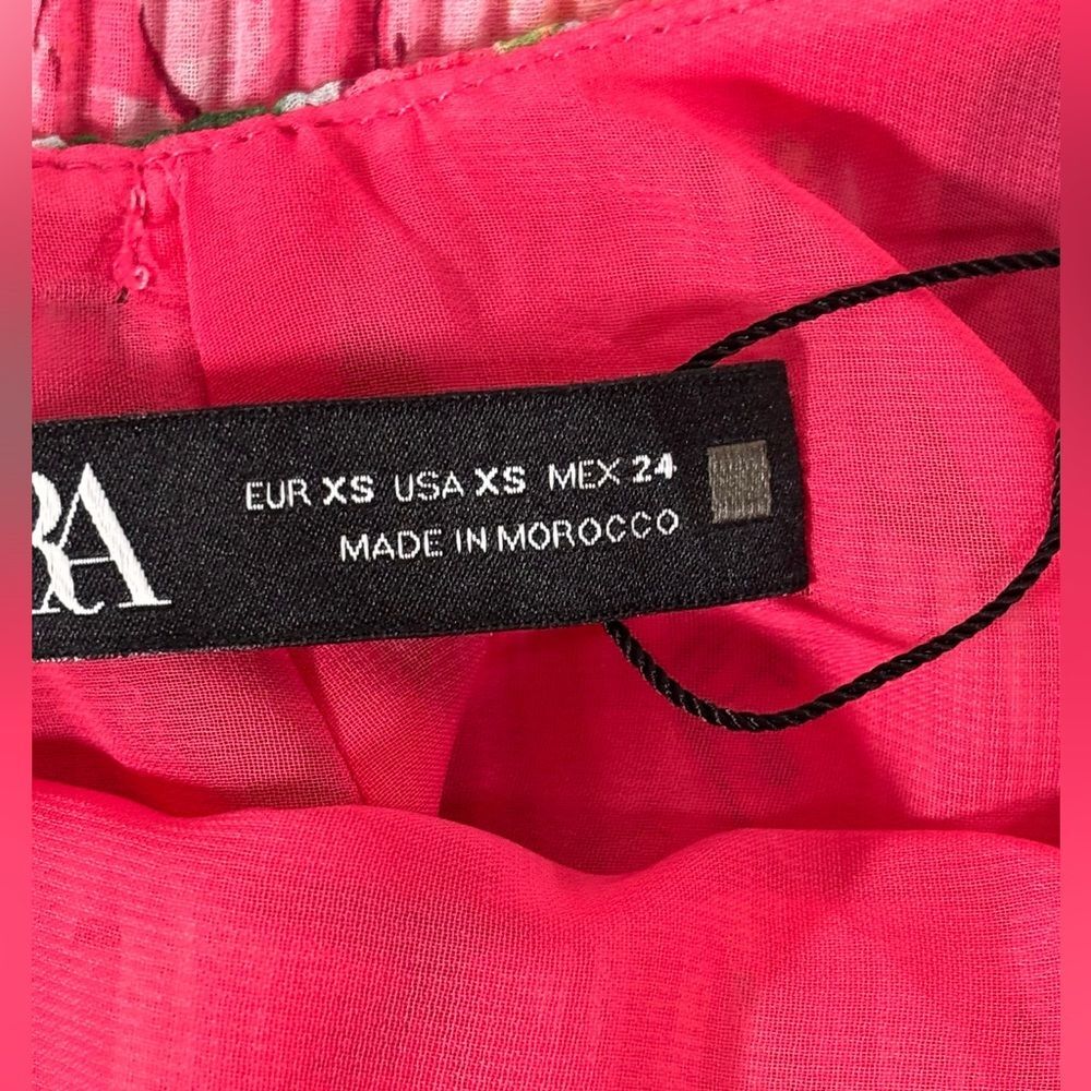 NWT Zara Pink Floral Print Cottagecore Boho Wedding Party Midi Halter Dress XS - Picture 11 of 15